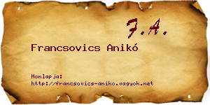 Francsovics Anikó névjegykártya
