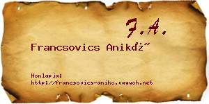 Francsovics Anikó névjegykártya